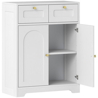 Wyld Haus Pareto Bathroom Floor Storage Cabinet White 60W X 30D X 79.5H Cm2 DrawersDouble-Door Cupboard from B&Q