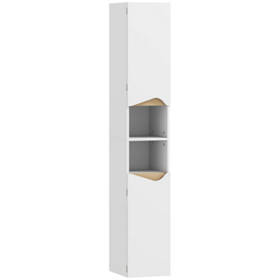 Wyld Haus Rasa Slim Tall Bathroom Storage Cabinet2 Doors 2 ShelvesWhite With Natural Tone30 X 34.6 X 180.5 Cm from B&Q