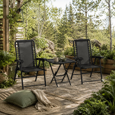 Wyld Haus Lacotte Metal Black 3-Piece Folding Bistro Set2 Armchairs And Coffee Table from B&Q