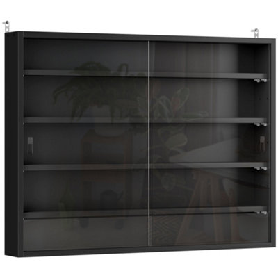 Wyld Haus Velura Black Wood And Glass 5-Tier Wall Display Cabinet With Adjustable Shelves 60 X 80 X 9.5 Cm from B&Q