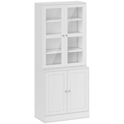 Wyld Haus Mola Colu White Wood And Glass Display Bookcase With Adjustable Shelves And Glass Doors 178.5Cm from B&Q