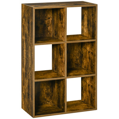 Wyld Haus Soke Mara Rustic Brown Industrial 6-Compartment Freestanding Bookcase 60W X 30D X 93H Cm from B&Q
