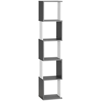 Wyld Haus Lale Wood 5 Tier Freestanding Bookcase White And Dark Grey from B&Q