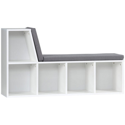 Wyld Haus Litadi Wood White Cube Bookcase Bench With Cushioned Seat And Storage108W X 30D X 60H Cm from B&Q