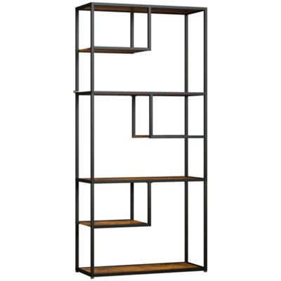 Wyld Haus Tadoro 6-Tier Industrial Metal And Wood Shelving BookcaseRustic Brown83 X 34 X 180 Cm from B&Q