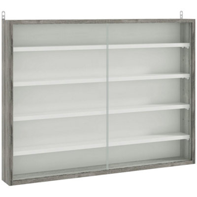 Wyld Haus Kasofa 5-Tier Grey Wood Grain Wall Display Cabinet With Sliding Glass Doors 60 X 80 X 9.5 Cm from B&Q