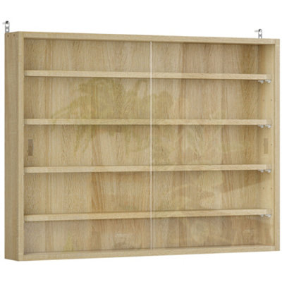 Wyld Haus Oak-Effect Slim Wall Display Cabinet With Sliding Glass Doors60 X 80 X 9.5 Cm from B&Q