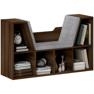 Wyld Haus Elka Lado Chestnut Cube Bookcase With Cushioned Reading Seat 102W X 30D X 61H Cm from B&Q