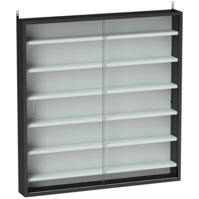 Wyld Haus Slim Wood And Glass 6-Tier Wall-Mounted Display Cabinet With Sliding Glass DoorsBlack And White83 X 80 X 9.5 Cm from B&Q