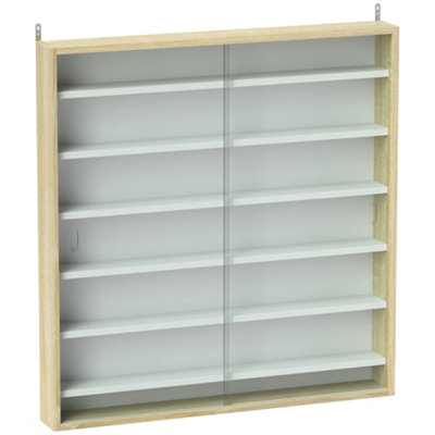 Wyld Haus Oak Finish 7-Tier Wall Display Cabinet With Glass Doors And Adjustable Shelves83 X 80 X 9.5 Cm from B&Q