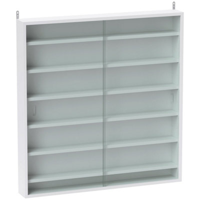 Wyld Haus Bazizi Kedi 6-Tier Slim Wall-Mounted Display Cabinet With Sliding Glass DoorsWhite83 X 80 X 9.5 Cm from B&Q