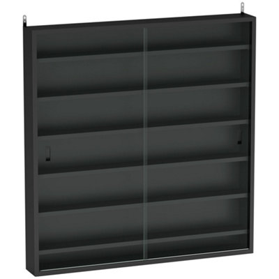 Wyld Haus Kamafi 6-Tier Wall-Mounted Display Cabinet With Sliding Glass DoorsBlack83H X 80W X 9.5D Cm from B&Q