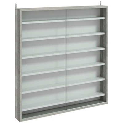 Wyld Haus Finivi 6-Tier Wall-Mounted Display CabinetGraphite Wood Effect83 X 80 X 9.5 Cm from B&Q