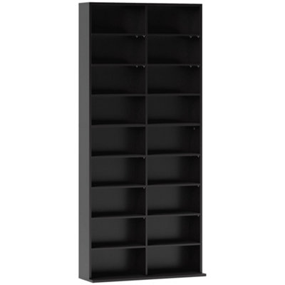 Wyld Haus Sezi Wood Black Tall Media Storage Tower640-Disc Capacity14 Adjustable Shelves78.5W X 24D X 175H Cm from B&Q