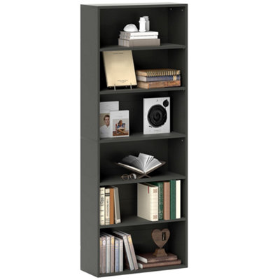 Wyld Haus Nere Wood Black 6-Tier Bookcase60W X 24D X 158.5H CmSlim Tall Shelving Unit from B&Q