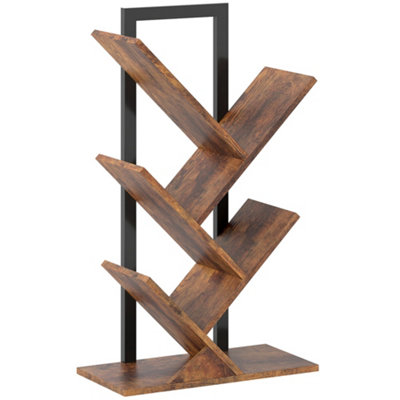 Wyld Haus Rori Wood 4-Section Tree-Style BookcaseRustic Brown Walnut Effect50W X 24D X 82H Cm from B&Q