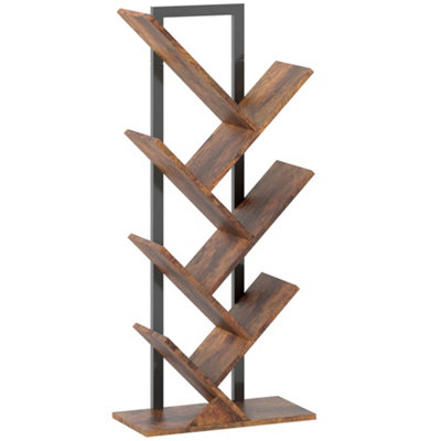 Wyld Haus Modo Wood 6-Section Tree Style BookcaseWood-Effect Shelves With Black Steel Frame50W X 24D X 109H Cm from B&Q