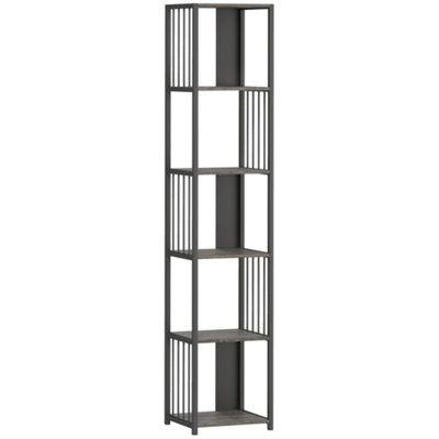 Wyld Haus Reseka 5-Tier Metal And Wood Grey Bookcase 33.5W X 30D X 165H Cm from B&Q