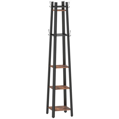 Wyld Haus Kareva 4-Tier Industrial Coat Stand With Shelves And Triple HooksRustic Brown And Black179 Cm from B&Q
