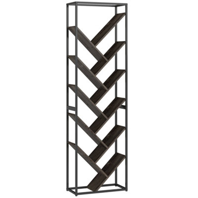 Wyld Haus Coco Rine 10-Tier Industrial BookcaseGrey Mdf ShelvesBlack Metal Frame50W X 24D X 170H Cm from B&Q