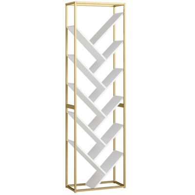 Wyld Haus Loelne Veta 10-Tier Gold-Tone Metal And White Mdf Modern Display Bookcase50W X 24D X 170H Cm from B&Q