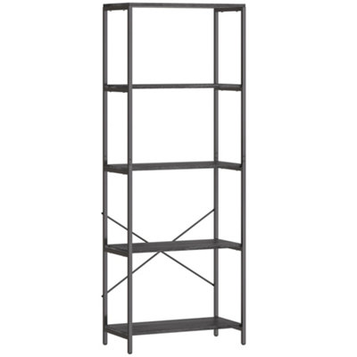 Wyld Haus Livemi 5-Tier Industrial BookcaseDark Grey ShelvesBlack Metal Frame79W X 35D X 161H Cm from B&Q