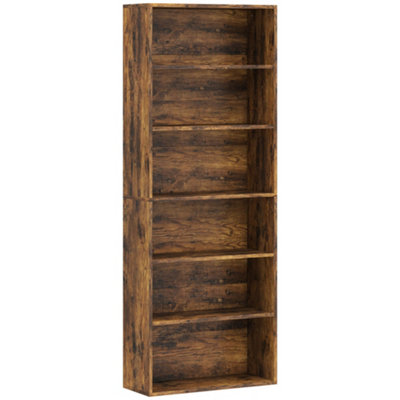 Wyld Haus Lutoso Sama Rustic Brown 6-Tier Tall Bookcase 60W X 24D X 158.5H Cm from B&Q