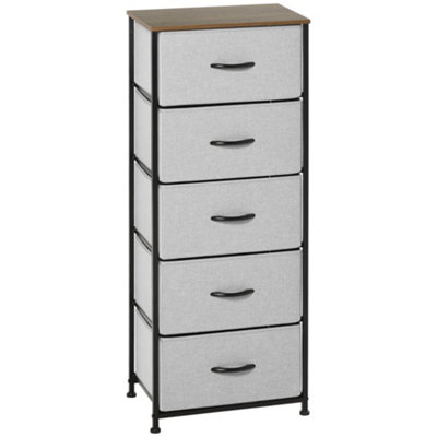 Wyld Haus Famo Mido 5-Drawer Tall Fabric Chest With Steel Frame And Wood-Effect Top45W X 30D X 116H Cm from B&Q