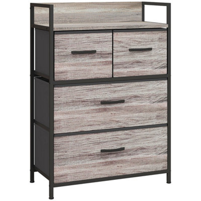 Wyld Haus Doyo Elso 4-Drawer Fabric Chest Grey Wood-Effect And BlackCompact Industrial Storage 60W X 29D X 85H Cm from B&Q