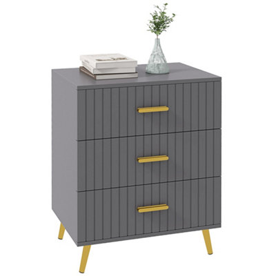 Wyld Haus Momase 3-Drawer Grey Dresser With Gold-Tone Handles And Legs60W X 40D X 71.5H Cm from B&Q