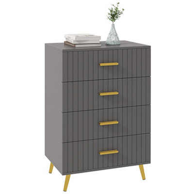 Wyld Haus Zine Raba 4-Drawer Embossed Grey And Gold Dresser60W X 40D X 90H Cm from B&Q