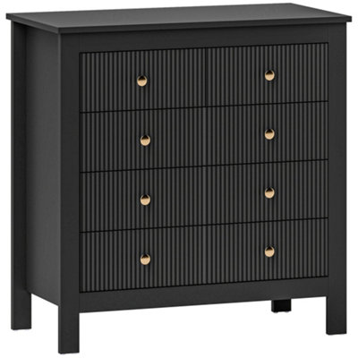 Wyld Haus Dinera Black 5-Drawer Chest Of Drawers With Ridged Fronts And Gold Handles from B&Q