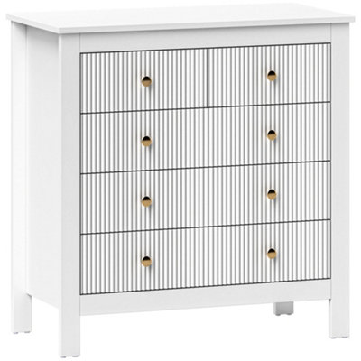 Wyld Haus Vedise Sayo 5-Drawer White Chest Of Drawers With Ridged Fronts And Gold Handles from B&Q