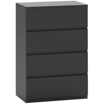 Wyld Haus Liyoma 4-Drawer Black Chest Of Drawers55W X 33D X 80H Cm from B&Q