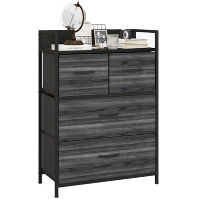 Wyld Haus Kele 4-Drawer Fabric And Wood Chest 60W X 29D X 85H Cm Black from B&Q