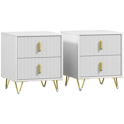 Wyld Haus Nehana Set Of 2 White And Gold 2-Drawer Bedside Chests40W X 47H X 40D Cm from B&Q