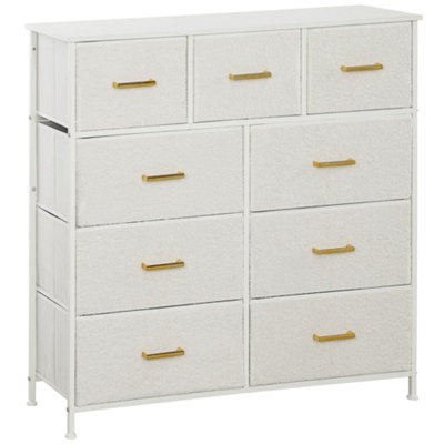 Wyld Haus Tafi Mono Cream White Boucle 9-Drawer Fabric Chest With Steel Frame 100W X 30D X 99H Cm from B&Q