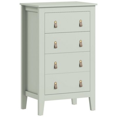 Wyld Haus Viri 4-Drawer Green Chest With Faux Leather Handles 60 X 40 X 98 Cm