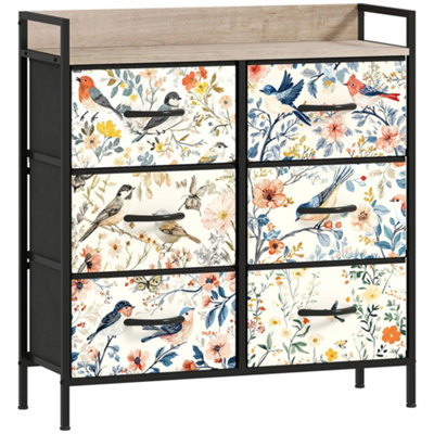 Wyld Haus Tonona 6-Drawer White Fabric Storage ChestSlim Contemporary Dresser 79W X 29D X 85H Cm from B&Q