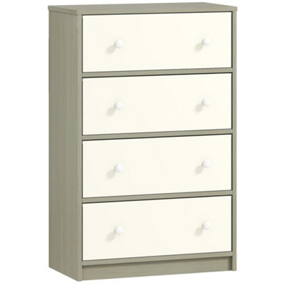 Wyld Haus Corola 4-Drawer Fabric And Metal DresserWhite And Grey58W X 30D X 91H Cm from B&Q