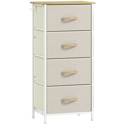 Wyld Haus Limi Vave Beige Fabric And Metal 4-Drawer Storage ChestCompact Vertical Design 45 X 30 X 94.5 Cm from B&Q