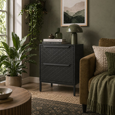 Wyld Haus Nomiba Metal Black 2-Drawer Fabric Storage DresserCompact Chest (L40 X D30 X H54Cm) from B&Q