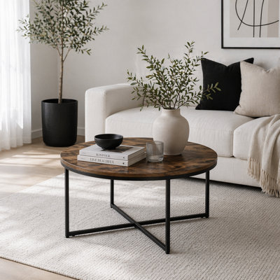 Wyld Haus Nata Rustic Brown Round Industrial Coffee Table L80 X D80 X H45Cm from B&Q