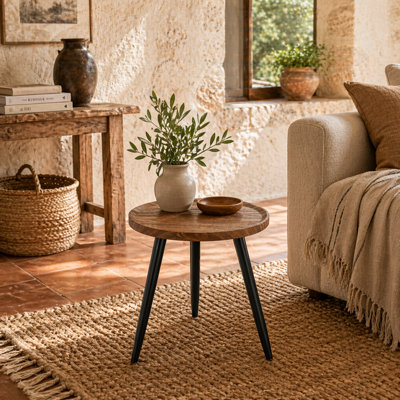 Wyld Haus Balare Round Chestnut Wood-Effect Coffee Table With Black Steel Frame40Cm from B&Q
