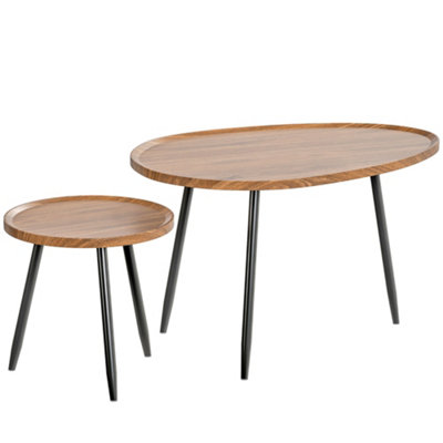 Wyld Haus Suta Noni Chestnut Wood-Effect And Matte Black Metal Nesting Coffee Tables Set Of 2 80 Cm from B&Q
