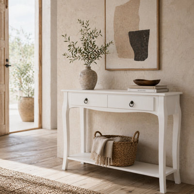 Wyld Haus Noro 100Cm Mid Century Ivory White Console Table2 Drawers And Lower Shelf from B&Q