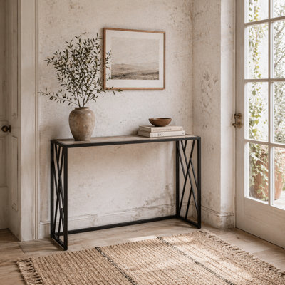 Wyld Haus Toli 120Cm Industrial Console TableGrey TopBlack Metal FrameL120 X D35 X H75Cm from B&Q