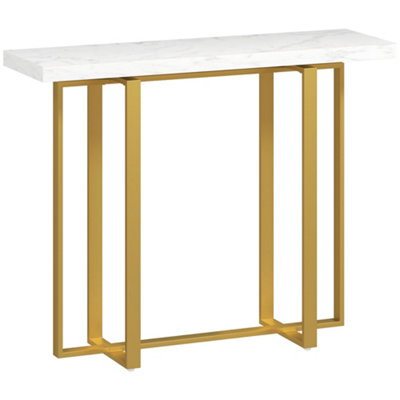 Wyld Haus Larose Narrow Console Table 100 X 30 CmWhite Faux Marble TopGold-Tone Steel FrameAnti-Tip from B&Q