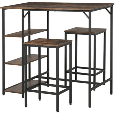 Wyld Haus Elba 3-Piece Industrial Bar-Height Dining Set With Side Storage And Stools from B&Q