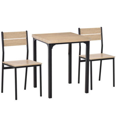 Wyld Haus Lalara Light Wood-Grain 3-Piece Compact Dining SetSquare Table With 2 Matching ChairsOak Effect from B&Q